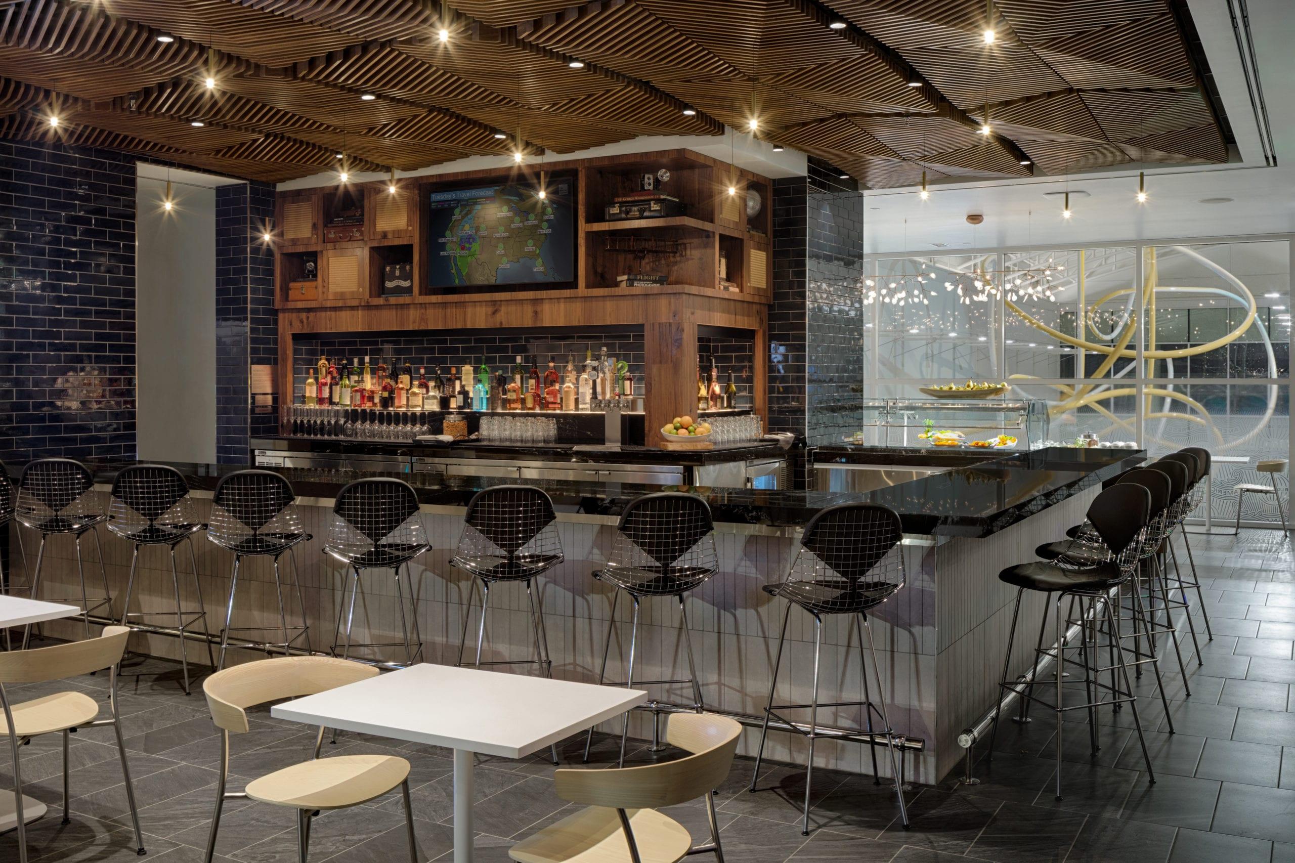 a bar inside of an airport