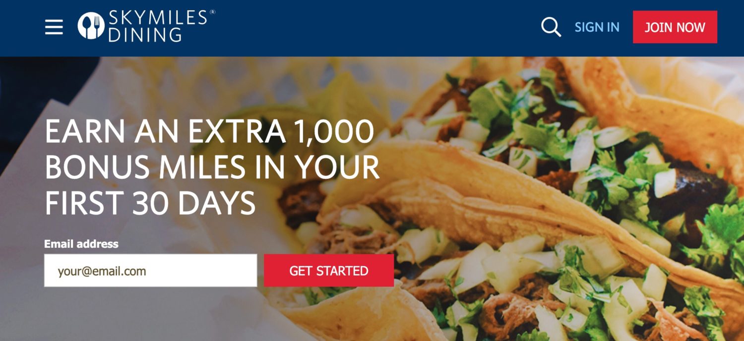 skymiles dining portal home page